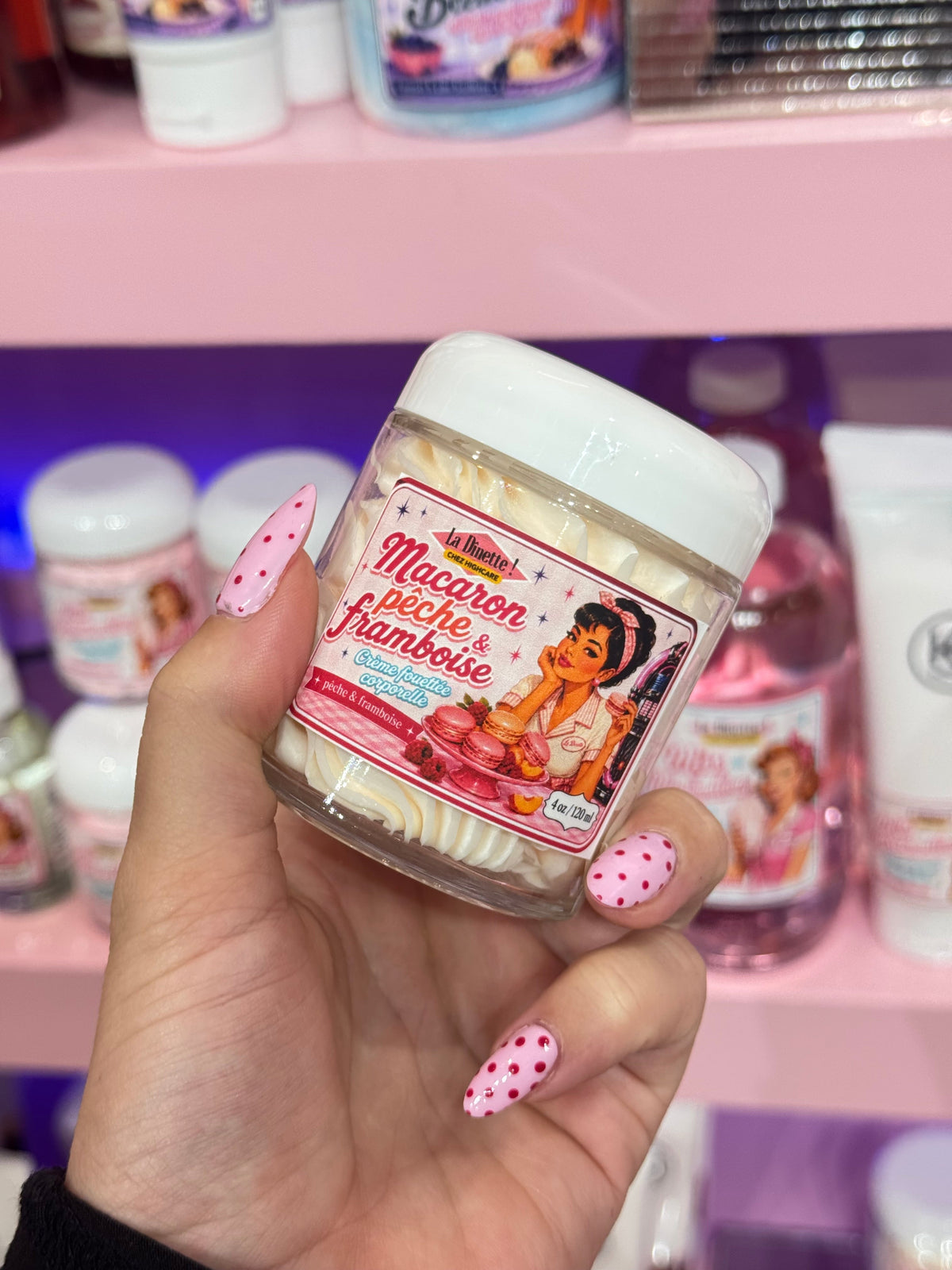 Crème fouettée corporelle 🧁 Macaron pêche&framboise 🍑🩷🎀🧁