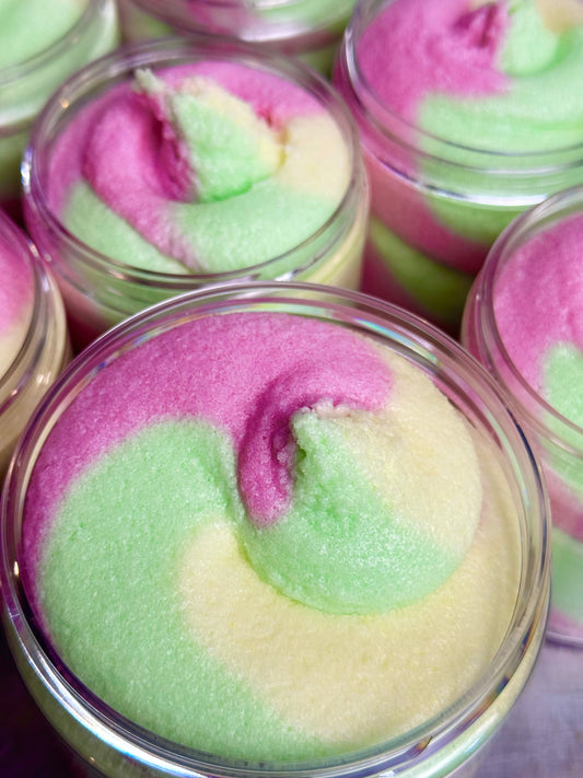 Exfoliant corporel sucré  🛼 Roller Derby - Rouleau aux fruits 🍓🍊🍒🍑 Shimmer✨🤩🪩